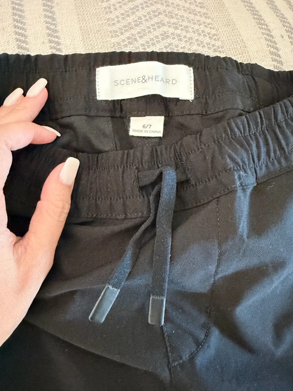 Kids Black Drawstring Jogger Pants - 6/7